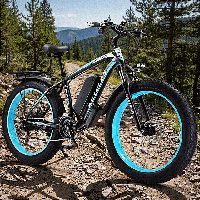 26" Fat Tire 27MPH Electric Bike 21 Speed 1000W Motor 48V/15Ah E-Bike for adults