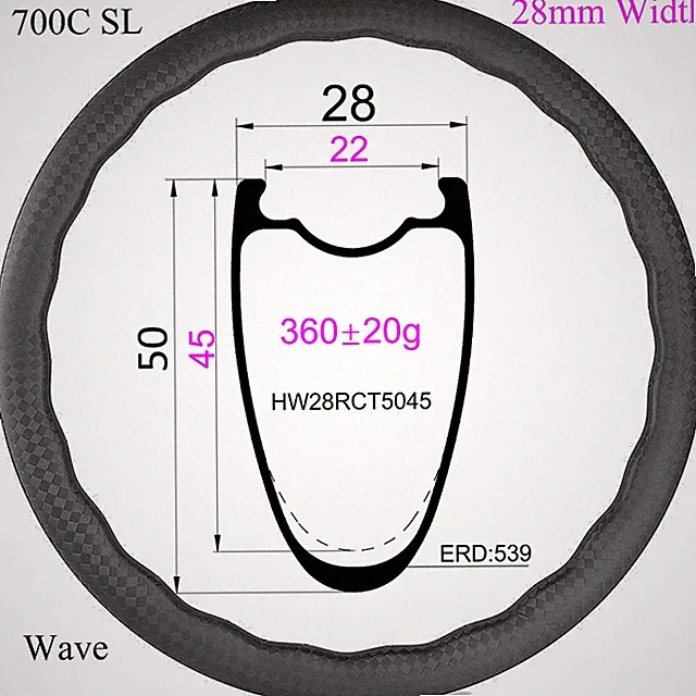 700C Gravel Bike Wave Rim 24 Holes Disc Brake Tubeless Road Bicycle Carbon Wheel