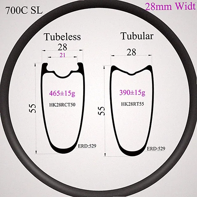 Gravel Bike Carbon Fiber Rims 700C Width 28mm Depth 55mm Road Bicycle Wheels